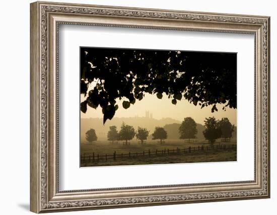 Durham Cathedral is seen through misty morning light-Charles Bowman-Framed Photographic Print
