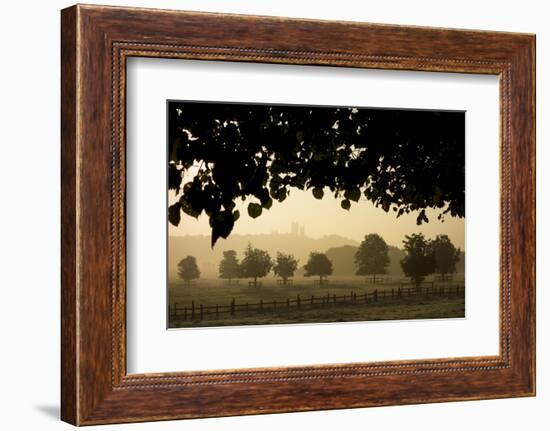 Durham Cathedral is seen through misty morning light-Charles Bowman-Framed Photographic Print