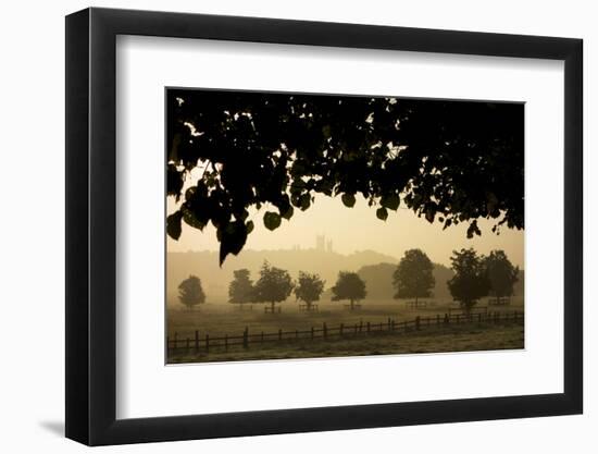 Durham Cathedral is seen through misty morning light-Charles Bowman-Framed Photographic Print