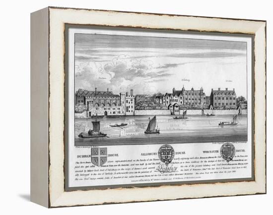 Durham House, Salisbury House, and Worcester House, London, C1630-Wenceslaus Hollar-Framed Premier Image Canvas