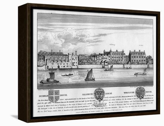 Durham House, Salisbury House, and Worcester House, London, C1630-Wenceslaus Hollar-Framed Premier Image Canvas