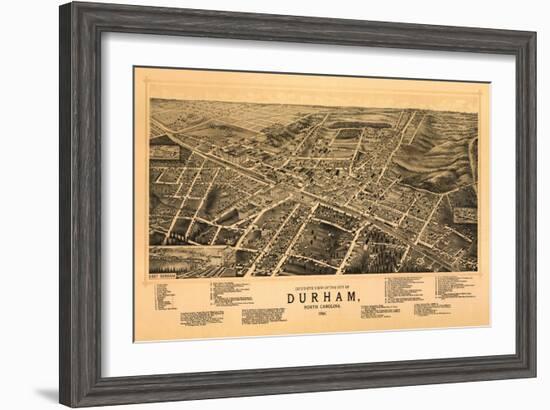 Durham, North Carolina - Panoramic Map-Lantern Press-Framed Art Print