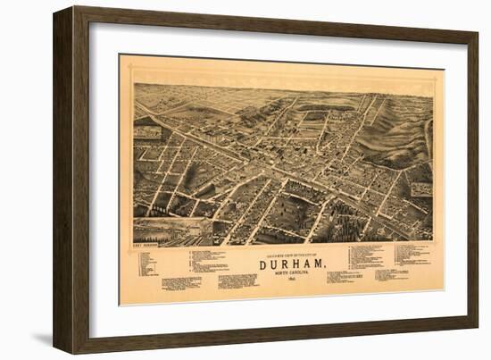 Durham, North Carolina - Panoramic Map-Lantern Press-Framed Art Print