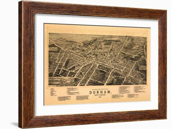 Durham, North Carolina - Panoramic Map-Lantern Press-Framed Art Print