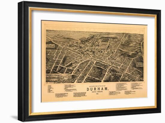 Durham, North Carolina - Panoramic Map-Lantern Press-Framed Art Print