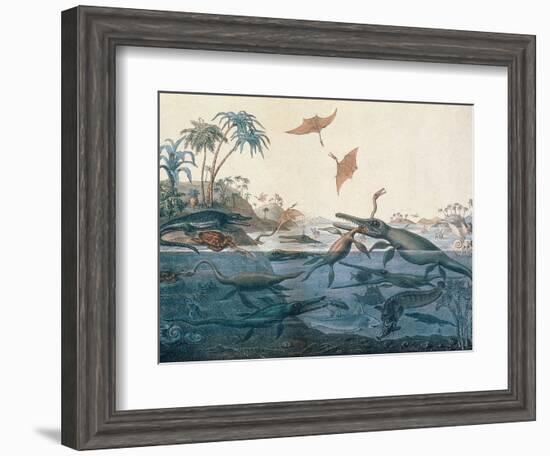 Duria Antiquior (Ancient Dorset) Depicting a Imaginative Reconstruction of the Life of the…-Henry Thomas De La Beche-Framed Giclee Print