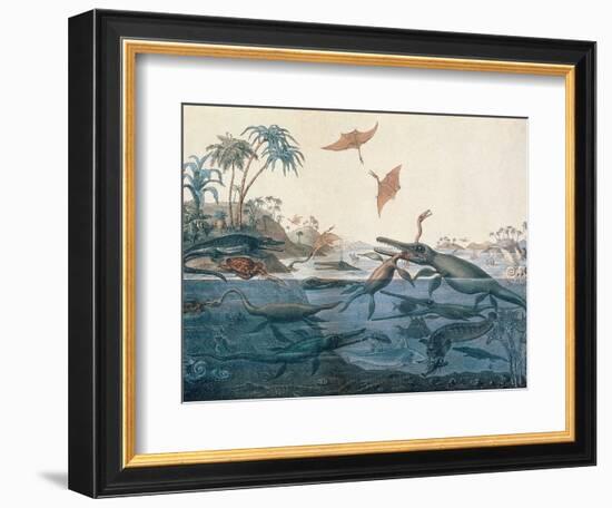 Duria Antiquior (Ancient Dorset) Depicting a Imaginative Reconstruction of the Life of the…-Henry Thomas De La Beche-Framed Giclee Print