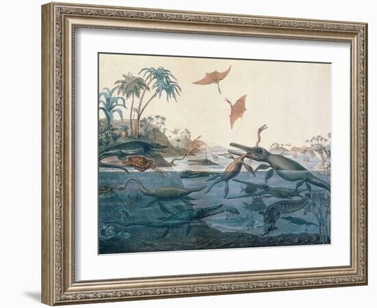 Duria Antiquior (Ancient Dorset) Depicting a Imaginative Reconstruction of the Life of the…-Henry Thomas De La Beche-Framed Giclee Print