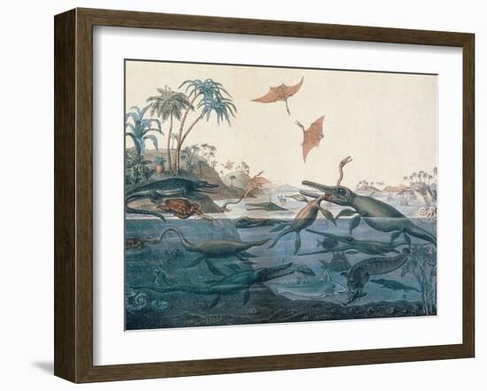 Duria Antiquior (Ancient Dorset) Depicting a Imaginative Reconstruction of the Life of the…-Henry Thomas De La Beche-Framed Giclee Print