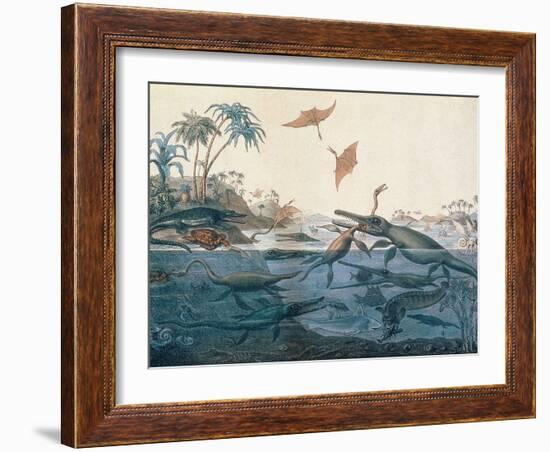 Duria Antiquior (Ancient Dorset) Depicting a Imaginative Reconstruction of the Life of the…-Henry Thomas De La Beche-Framed Giclee Print