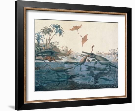 Duria Antiquior (Ancient Dorset) Depicting a Imaginative Reconstruction of the Life of the…-Henry Thomas De La Beche-Framed Giclee Print