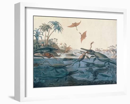 Duria Antiquior (Ancient Dorset) Depicting a Imaginative Reconstruction of the Life of the…-Henry Thomas De La Beche-Framed Giclee Print