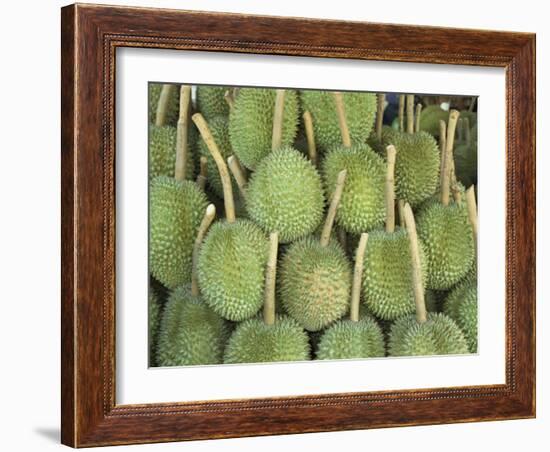 Durian Fruit Piled Up for Sale in Bangkok, Thailand, Southeast Asia, Asia-Charcrit Boonsom-Framed Photographic Print