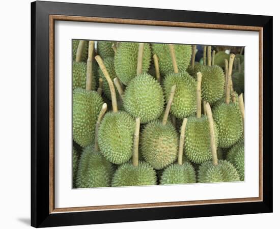 Durian Fruit Piled Up for Sale in Bangkok, Thailand, Southeast Asia, Asia-Charcrit Boonsom-Framed Photographic Print