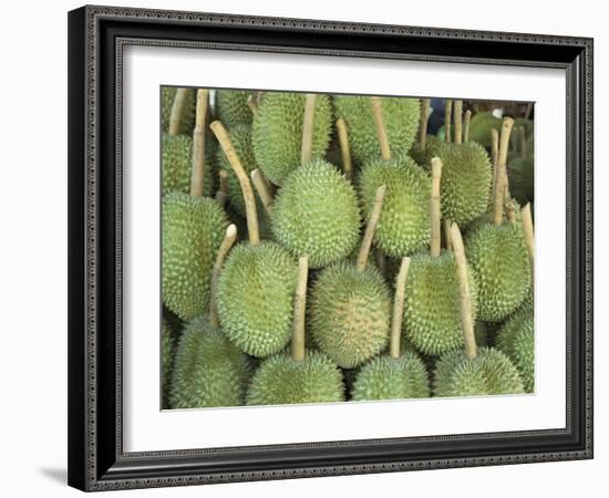 Durian Fruit Piled Up for Sale in Bangkok, Thailand, Southeast Asia, Asia-Charcrit Boonsom-Framed Photographic Print