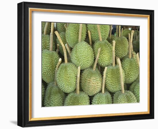 Durian Fruit Piled Up for Sale in Bangkok, Thailand, Southeast Asia, Asia-Charcrit Boonsom-Framed Photographic Print