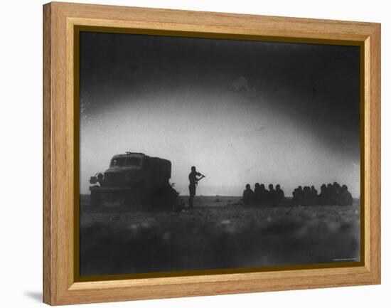 During an Outdoor Church Service an English Chaplain Plays Violin for British 8th Army-Bob Landry-Framed Premier Image Canvas