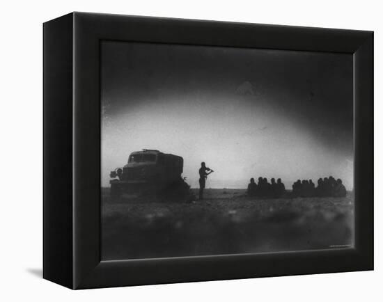 During an Outdoor Church Service an English Chaplain Plays Violin for British 8th Army-Bob Landry-Framed Premier Image Canvas