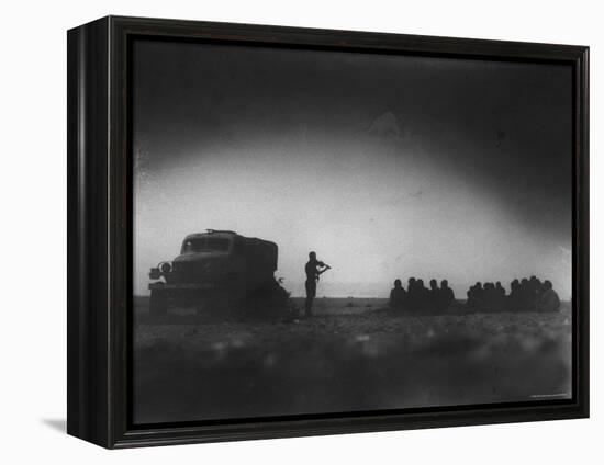 During an Outdoor Church Service an English Chaplain Plays Violin for British 8th Army-Bob Landry-Framed Premier Image Canvas