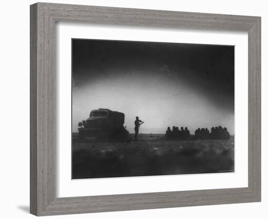 During an Outdoor Church Service an English Chaplain Plays Violin for British 8th Army-Bob Landry-Framed Photographic Print