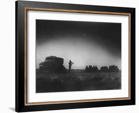 During an Outdoor Church Service an English Chaplain Plays Violin for British 8th Army-Bob Landry-Framed Photographic Print