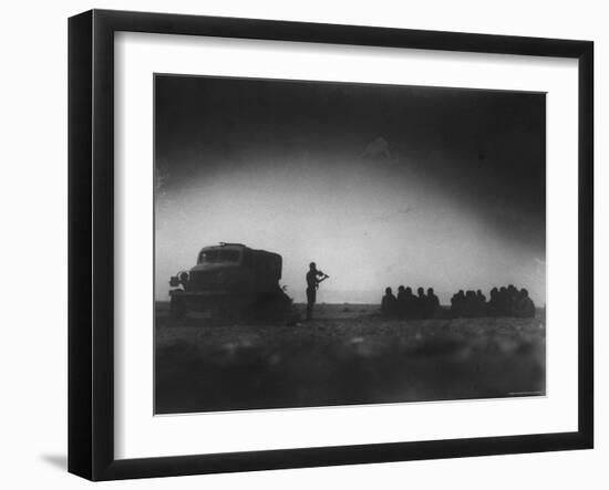 During an Outdoor Church Service an English Chaplain Plays Violin for British 8th Army-Bob Landry-Framed Photographic Print