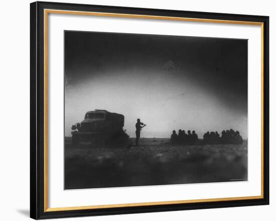 During an Outdoor Church Service an English Chaplain Plays Violin for British 8th Army-Bob Landry-Framed Photographic Print