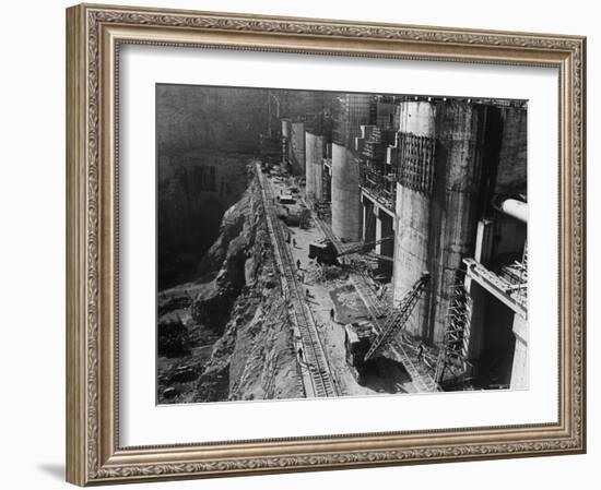 During Construction of the Aswan Dam-Paul Schutzer-Framed Photographic Print