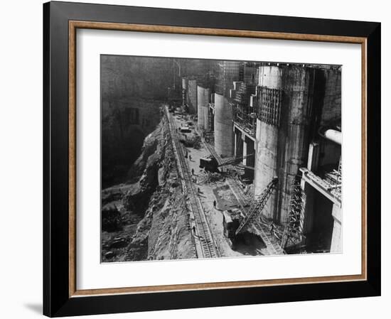 During Construction of the Aswan Dam-Paul Schutzer-Framed Photographic Print