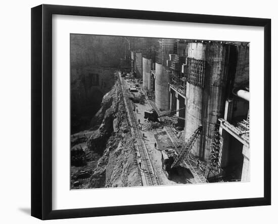 During Construction of the Aswan Dam-Paul Schutzer-Framed Photographic Print