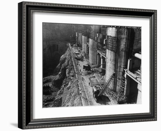 During Construction of the Aswan Dam-Paul Schutzer-Framed Photographic Print