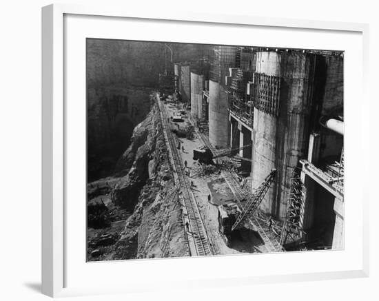 During Construction of the Aswan Dam-Paul Schutzer-Framed Photographic Print