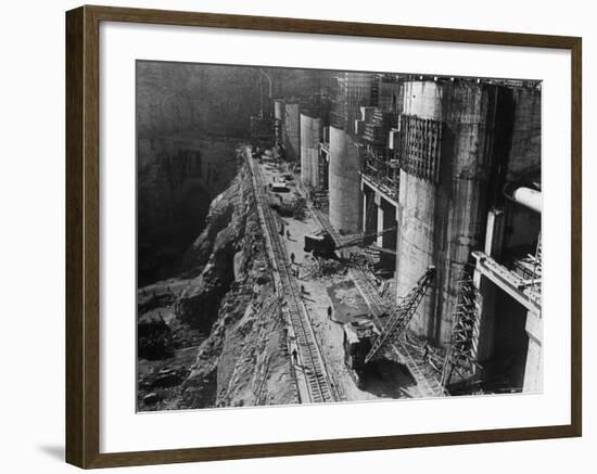 During Construction of the Aswan Dam-Paul Schutzer-Framed Photographic Print