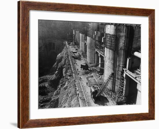 During Construction of the Aswan Dam-Paul Schutzer-Framed Photographic Print