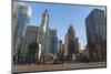 Dusable Bridge Looking Up North Michigan Avenue, Chicago, Illinois, USA-Amanda Hall-Mounted Photographic Print