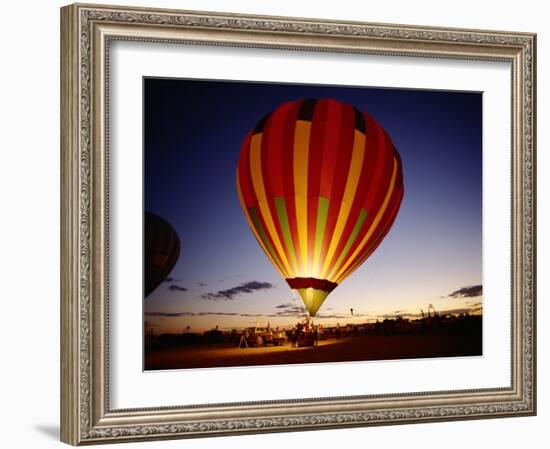 Dusk, Colorful Hot Air Balloon, Albuquerque, New Mexico, USA-null-Framed Photographic Print