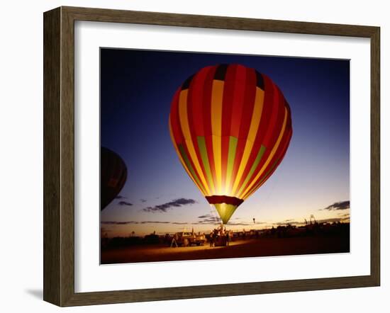 Dusk, Colorful Hot Air Balloon, Albuquerque, New Mexico, USA-null-Framed Photographic Print