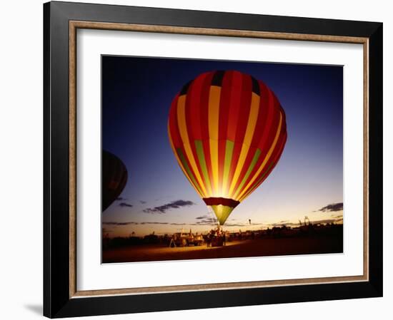 Dusk, Colorful Hot Air Balloon, Albuquerque, New Mexico, USA-null-Framed Photographic Print