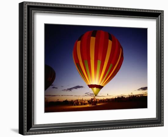 Dusk, Colorful Hot Air Balloon, Albuquerque, New Mexico, USA-null-Framed Photographic Print