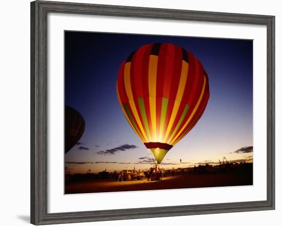 Dusk, Colorful Hot Air Balloon, Albuquerque, New Mexico, USA-null-Framed Photographic Print