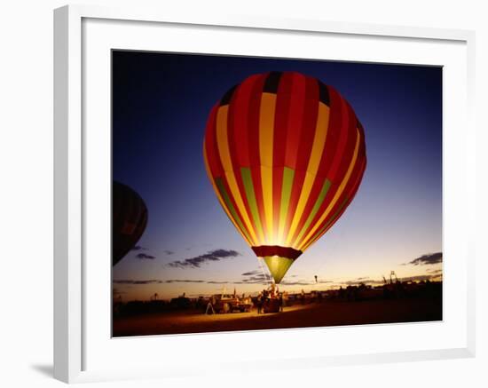 Dusk, Colorful Hot Air Balloon, Albuquerque, New Mexico, USA-null-Framed Photographic Print