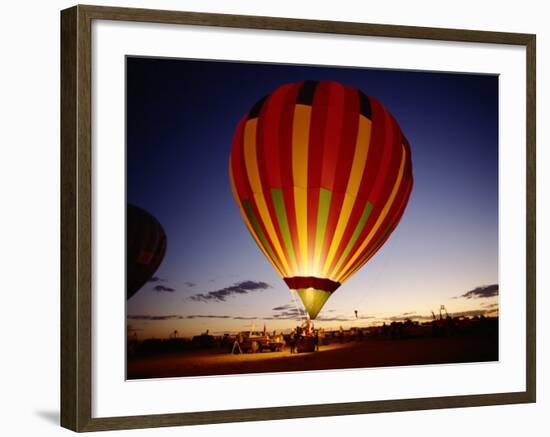 Dusk, Colorful Hot Air Balloon, Albuquerque, New Mexico, USA-null-Framed Photographic Print