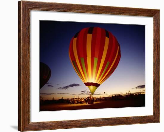 Dusk, Colorful Hot Air Balloon, Albuquerque, New Mexico, USA-null-Framed Photographic Print