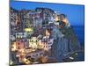 Dusk Falls on a Hillside Town Overlooking the Mediterranean Sea, Manarola, Cinque Terre, Italy-Dennis Flaherty-Mounted Photographic Print