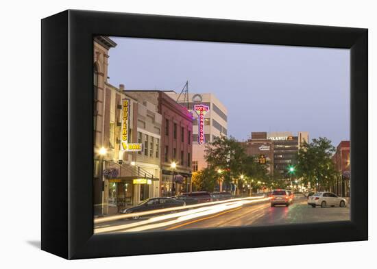 Dusk in Downtown Fargo, North Dakota, USA-Chuck Haney-Framed Premier Image Canvas