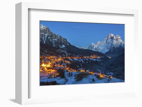Dusk in Selva Di Cadore, Santa Fosca, Pescul, Dolomites, Italy. Pelmo Mount in the Background.-ClickAlps-Framed Photographic Print