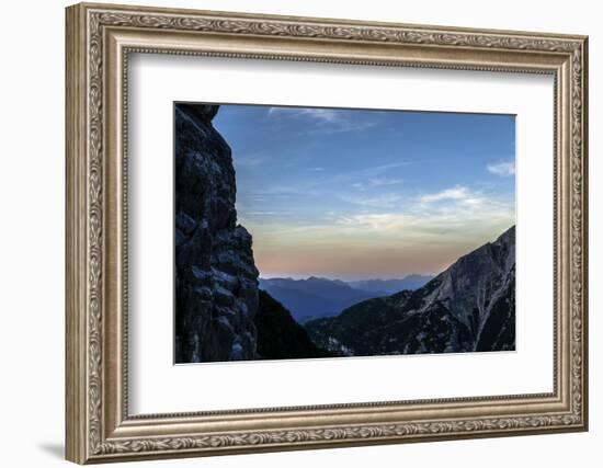 Dusk in Wetterstein Range, View from the Zundernkamm About Teufelsgsaß on Simetsberg and Benedikten-Rolf Roeckl-Framed Photographic Print