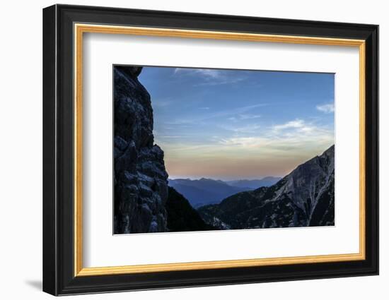 Dusk in Wetterstein Range, View from the Zundernkamm About Teufelsgsaß on Simetsberg and Benedikten-Rolf Roeckl-Framed Photographic Print