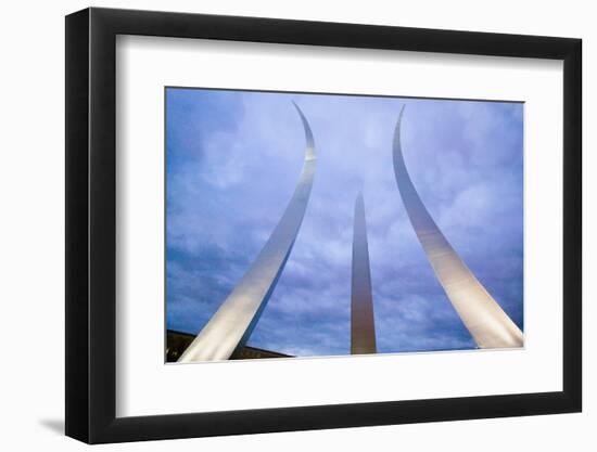 Dusk light behind three soaring spires of Air Force Memorial at One Air Force Memorial Drive, Ar...-null-Framed Photographic Print