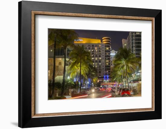 Dusk Light on Ocean Drive in South Beach in Miami Beach, Florida, USA-Chuck Haney-Framed Photographic Print